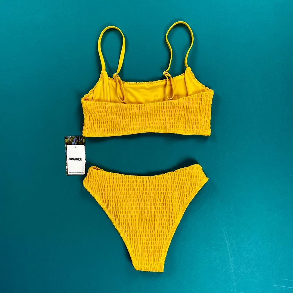 Mosmann Australia Ribbed Bikini Swim Set in Yellow Neon M NWT - Picture 3 of 4